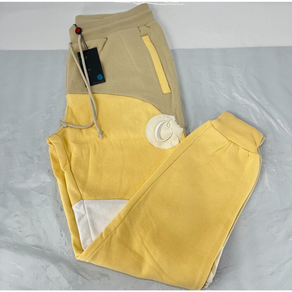 Cookies Primavera Pieced Fleece Sweatpant Tan Yellow XL NWT AB22